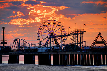 A New Jersey boardwalk at sunset